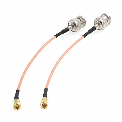 HangTon BNC Male SMC Female Jumper RF Coax RG316 Adapter Cable Gold Plated Low Loss 50Ohm (0.5ft / 15cm, 2pcs) - size: 0.5ft / 15cm, 2pcs