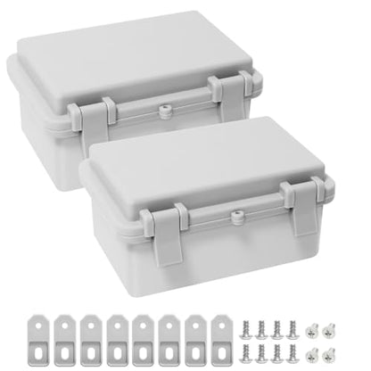 Junction Box, ABS Plastic IP65 Waterproof Dustproof Universal Electrical Enclosure, Hinged Shell Outdoor and Indoor Project Box, 5.9"x 3.9"x 2.8"(150x100x70mm), 2 Pack - size: 5.9" x 3.9"x 2.8" (2pc)