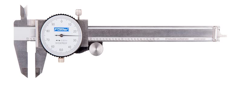 Fowler Dial Caliper with Range Shockproof (White Dial), Silver, 4 to 4.9 Inches (520087041) - color: White, size: 4"