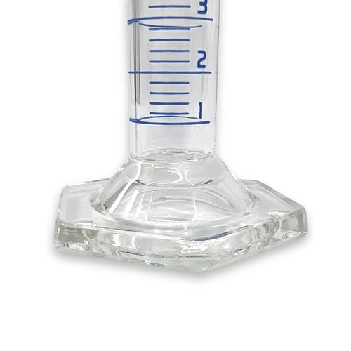 Eisco Labs - 10mL Measuring Cylinder - Tolerance ±0.10mL - Class A Graduated Cylinder - Calibrated TC - Hexagonal Base - Blue Graduations - Batch Work Certificate QR Code - Boro 3.3 Glass