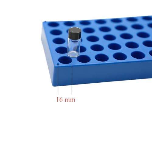 3 Pcs Vial Rack, 50 Holes for 4mL HPLC Sample Bottles, 16mm Diameter - color: Blue, size: 16mm