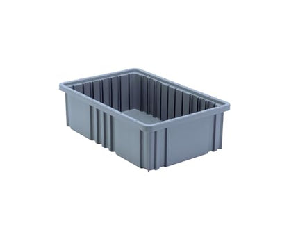 Quantum Storage DG92050 Dividable Grid Heavy Duty Part Organizer Bins - 16-1/2" x 10-7/8" x 5" - 12 Pack - color: Gray
