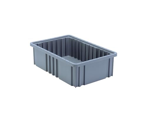 Quantum Storage DG92050 Dividable Grid Heavy Duty Part Organizer Bins - 16-1/2" x 10-7/8" x 5" - 12 Pack - color: Gray