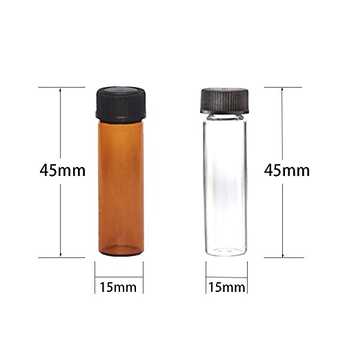 Pack of 100 Glass Vials with Black Phenolic Screw Caps (4ml, Brown) - color: Brown, size: 4ml