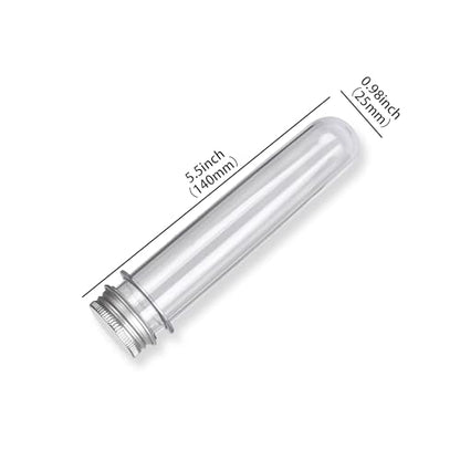 6 Pcs Plastic Test Tubes with Caps, 40ml Clear Test Tube Containers 25 x 140 mm, Reusable Tubes for Candy Storage, Party Favors, Beads, Bath Salts & Lab Experiments (6, Silver) - color: Silver