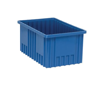 QUANTUM STORAGE SYSTEMS DG92080BL Dividable Grid Storage Container, Heavy-Duty Stackable Plastic Parts Bin for Warehouse, Assembly & Industrial Organization, 16-1/2" x 10-7/8" x 8", Blue, 8-Pack