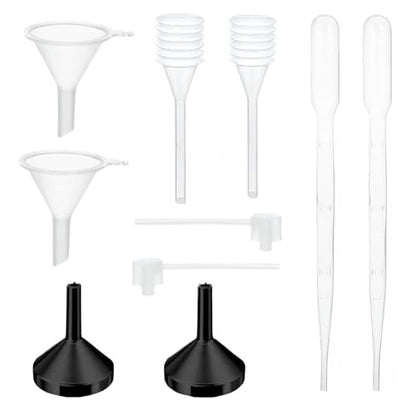 10Pcs Mini Funnels Sets, Plastic Small Aluminium Funnels with Mini Plastic Dropper Pipette Dispenser for Filling Tiny Bottles, Crafts, Sand, Essential Oils, Cosmetics (Black) - color: Black