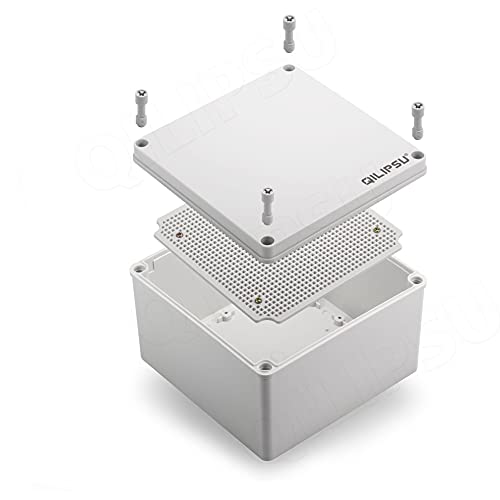 QILIPSU Junction Box with Mounting Plate 200x200x130mm, ABS Plastic DIY Electrical Project Case IP67 Waterproof Dustproof Enclosure Grey (7.9"x7.9"x5.1") - color: Grey Cover, size: 7.9"x7.9"x5.1"