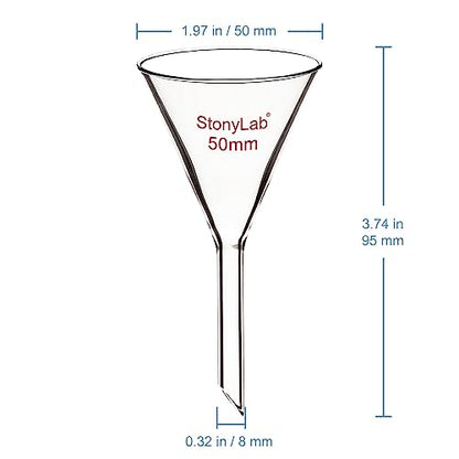 stonylab 1-Pack Glass Funnel, Heavy Wall Borosilicate Glass Funnel, 50mm Diameter and 50mm Stem Length - size: 50mm Diameter and 50mm Stem