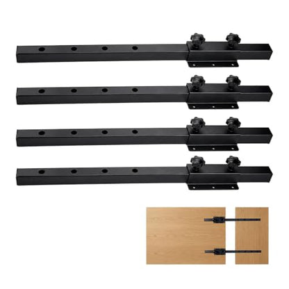 Heavy Duty Table Extension Brackets (Set of 4), 26" Steel Support Rails for DIY Dining Table Leaf, Matte Black Steel Hardware for Extending Solid Wood Dining Tables - size: 26 Inch (4-Pack)