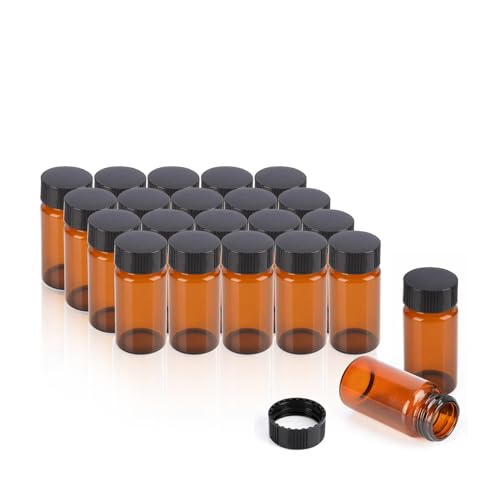 ALWSCI 5 Dram Amber Glass Vials Wide Mouth with Screw Caps, 20 Pack - size: 20ml