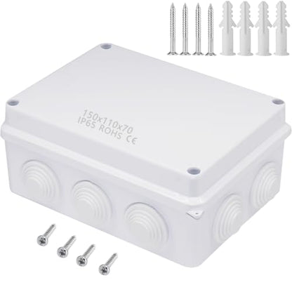 Zulkit Junction Box ABS Plastic Dustproof Waterproof IP65 Universal Electrical Boxes Project Enclosure White 5.9 x 4.3 x 2.8 inch (150 x 110 x 70mm) - size: 5.9" x 4.3" x 2.8"