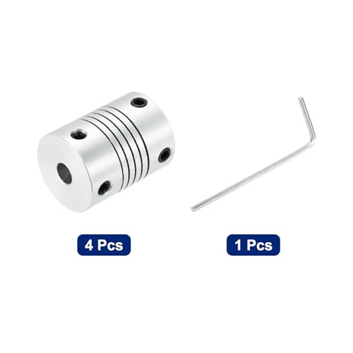 uxcell 4Pcs 5mm to 5mm Aluminum Alloy Shaft Coupling L25xD19 Flexible Coupler Beam Stepper Motor Joint Connector for 3D Printer CNC Machine DIY Encoders and Motors Shaft,Silver - size: 5mm to 5mm