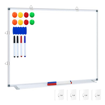 H-Qprobd White Board Dry Erase Whiteboard for Wall, 18"x24" Hanging Wall Mounted Magnetic Whiteboard Aluminium Frame for Home, Office, School, Kitchen - size: 24"x18"