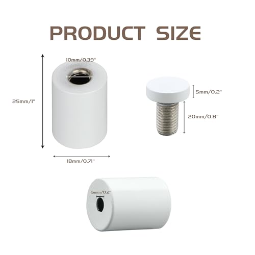 Alise 3/4"x1" Sign Standoff Screws, Wall Mount Glass Standoff, White, 4 Pcs - color: White, size: (4P)19x25mm