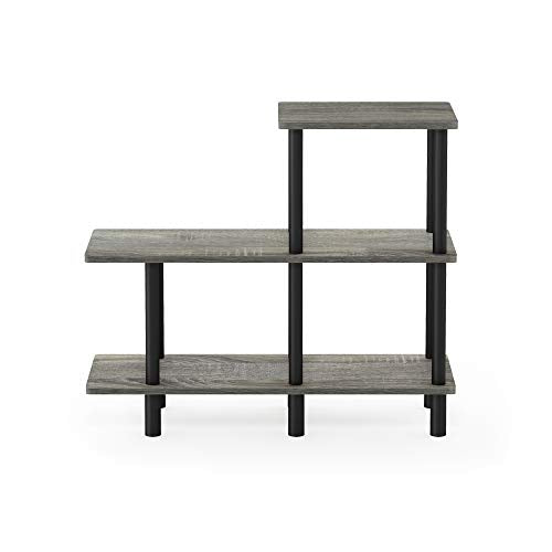 Furinno Turn-N-Tube 3-Tier Cube Ladder Shelf, French Oak Grey/Black - color: French Oak Grey/Black, style: 3-Tiers, Cube Ladder