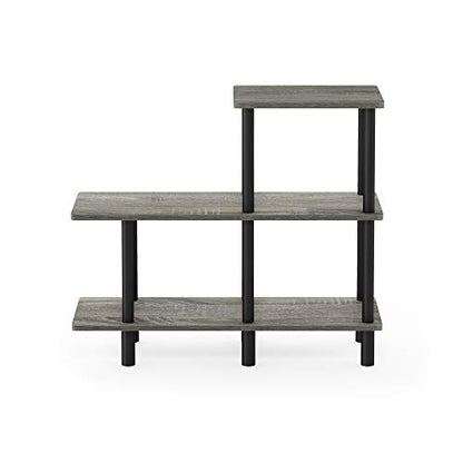 Furinno Turn-N-Tube 3-Tier Cube Ladder Shelf, French Oak Grey/Black - color: French Oak Grey/Black, style: 3-Tiers, Cube Ladder