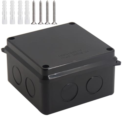 Outdoor Waterproof Box,Junction Box Reserved Holes IP65 ABS Plastic Electrical Boxes Power Cord Enclosure Project Box Black Outer Size 3.9 x 3.9 x 2.8 inch(100x100x70mm) - size: 3.9" x 3.9" x 2.8"