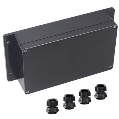 Junction Box IP65 Waterproof ABS Plastic Electrical Project Case Power Junction Boxes, Project Box with Fixed Ear Black 7.87x4.72x2.2 inch (200 x 120 x56 mm) - color: Fixed Ear Design, size: 7.87"x4.72"x2.2"