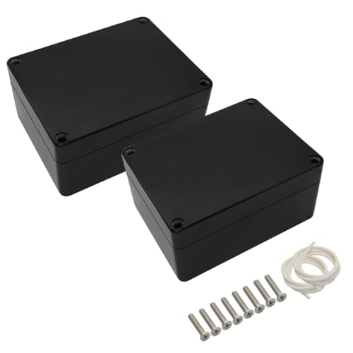 LeMotech ABS Plastic Electrical Project Case Power Junction Box, Project Box Black 4.5" x 3.5" x 2.2" (115 x 90 x 55 mm)(Pack of 2) - color: Black (2 packs), size: 4.5" x 3.5" x 2.2"