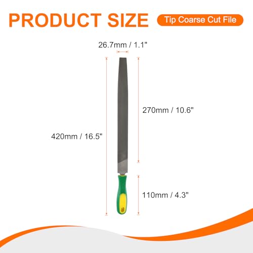 HARFINGTON Tip Coarse Cut File 12" Double Cut Teeth High Carbon Steel Hand Rasp File with Plastic Handle for Metal Wood Deburring Removing - size: 12", style: Coarse