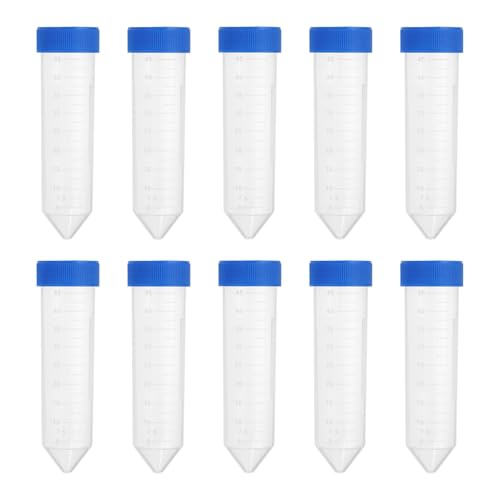 PATIKIL 50ML Plastic Centrifuge Tubes, 12 Pcs Conical Test Tube Container with Leak-Proof Blue Screw Caps and Graduated Marks for Laboratory Liquid - color: Blue