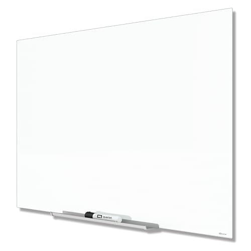 Quartet Dry Erase Board, 39" x 22" Glass Magnetic Whiteboard, Wide Format, Horizontal White Board, InvisaMount, White (G3922IMW) - size: 39"W x 22"H