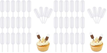 Cupcake Pipettes,50 Pcs Plastic Pipettes Dropper for Cupcakes,4ml Cupcake Pipettes Squeeze Syringes,Disposable Liquid Injectors Squeeze Transfer Dropper for Cupcakes (Pack of 2) - size: 50 PCS (Pack of 2)