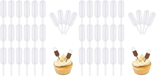 Cupcake Pipettes,50 Pcs Plastic Pipettes Dropper for Cupcakes,4ml Cupcake Pipettes Squeeze Syringes,Disposable Liquid Injectors Squeeze Transfer Dropper for Cupcakes (Pack of 2) - size: 50 PCS (Pack of 2)