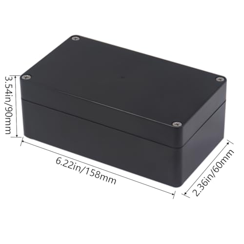 Project Box ABS Black Electrical Boxes IP65 Outdoor Waterproof Box Electronic Junction Box Power Enclosure with Cable Glands for DIY Project 6.22 x 3.54 x 2.36 inch (158x90x60mm) - size: 6.22"x3.54"x2.36"
