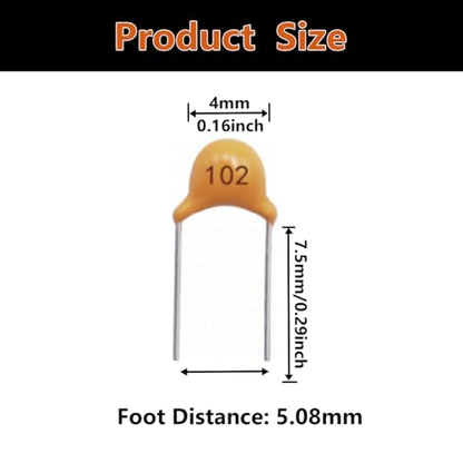 mxuteuk 35PCS 1nF 102 Multilayer Monolithic Ceramic Capacitor 5.08mm - size: 1nF-102