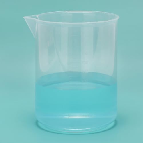 FunChem Plastic Beaker Set, 5-Piece Graduated Beakers 50ml/100ml/250ml/500ml/1000ml, Lightweight & Corrosion Resistant for Lab Experiments Liquid Mixing Dissolving