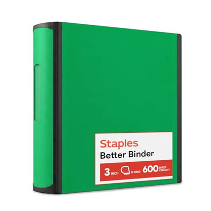 Staples Heavy-Duty 3-Inch D-Ring Binder, Green, 600 Sheets - color: Green, size: 3-Inch
