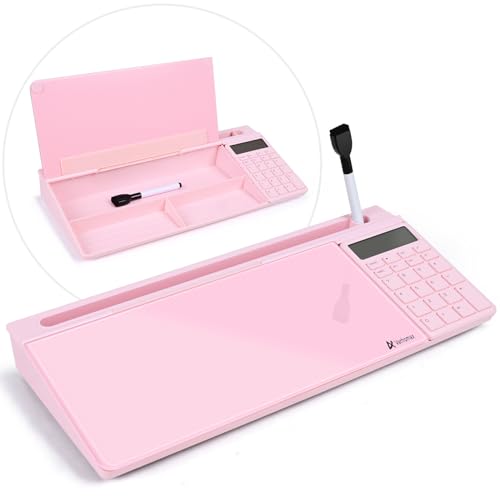 Varhomax Glass Desk Whiteboard Pink with Calculator - color: Calculator-pink