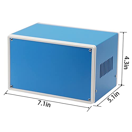 Zulkit Electronic Enclosures Blue Metal Enclosure Project Case DIY Box Junction Case Enclosure Preventive Case (7.1" x 4.3" x 5.1") - size: 7.1" x 4.3" x 5.1"
