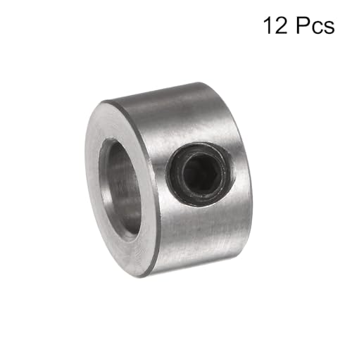 uxcell 12pcs Set-Screw Collars 6mm Bore Stainless Steel Shaft Collars, 12mm OD, 7mm Width, Landing Gear Stopper Wheel Collar with Hex Wrench - size: 6mm
