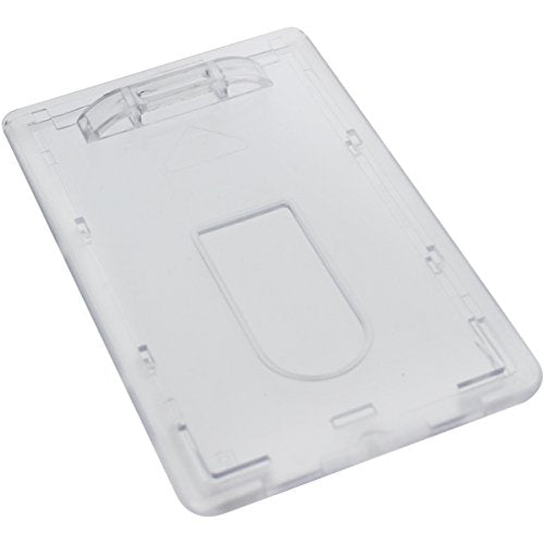 Slim Heavy Duty Badge Holders - Hard Plastic Clear Polycarbonate (Holds 1 Card) - Rigid Top Load Single Card Case - Vertical with Easy Access Thumb Slide Hole and ID Protection by Specialist ID - size: 1 Sold Individually