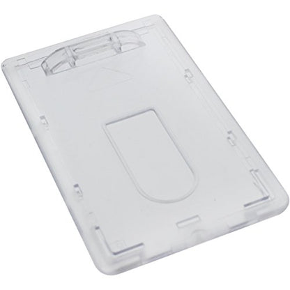 Slim Heavy Duty Badge Holders - Hard Plastic Clear Polycarbonate (Holds 1 Card) - Rigid Top Load Single Card Case - Vertical with Easy Access Thumb Slide Hole and ID Protection by Specialist ID - size: 1 Sold Individually