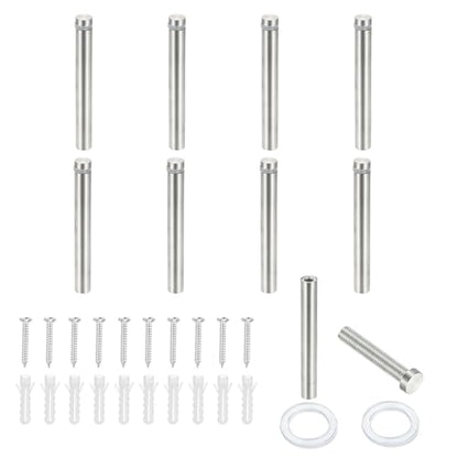 PATIKIL 1/2x3.9" Standoff Screws, 8 Pack Stainless Steel Stand Off Wall Mounts Wall Sign Mounting Hardware Advertising Standoff Nail for Hanging Acrylic Signs Picture Frame, Silver - size: 1/2x3.9"
