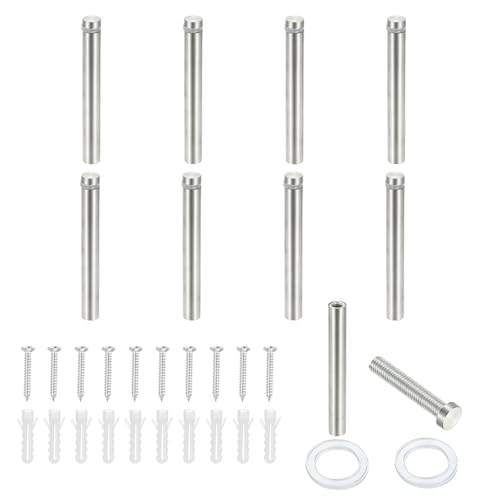 PATIKIL 1/2x3.9" Standoff Screws, 8 Pack Stainless Steel Stand Off Wall Mounts Wall Sign Mounting Hardware Advertising Standoff Nail for Hanging Acrylic Signs Picture Frame, Silver - size: 1/2x3.9"