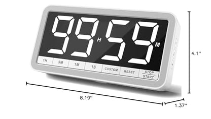 VOCOO Large 7.8" Digital Timer, Magnetic LED Timer for Kitchen & Classroom - color: White