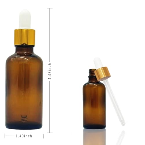 Set of 12, 1.75 oz Amber Dropper Bottles for Essential Oils, Perfumes with 2 Funnels & 12 Labels -50ml Amber Glass with Eye Droppers - Tincture Bottles, Leak Proof Travel for Liquids - color: Amber, size: 1.7 Ounces