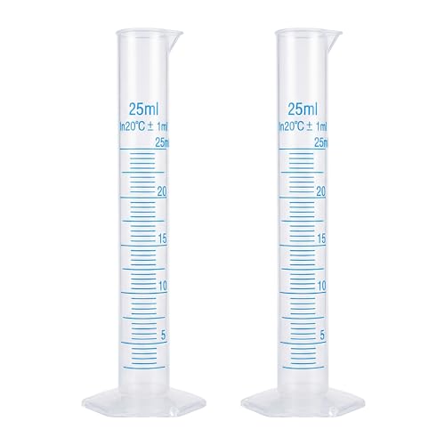 Graduated Cylinder Plastic 25ml Lab Measuring Cylinders for Home and School Science, 2 PCS - size: Plastic 25 ml