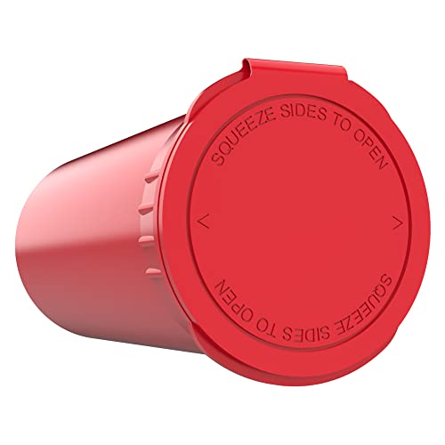 Dragon Chewer 13 Dram CR Plastic Packaging Pop Top Containers - Child Resistant Travel Holder Vial Bottles - 315 qty (Red) - color: Red