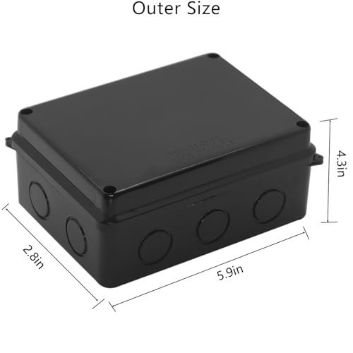 Project Box IP65 Waterproof Dustproof Junction Boxes ABS Plastic DIY Electronic Case, Indoor & Outdoor Electrical Box Power Cord Enclosure Black 150x110x70mm - size: 5.9" x 4.3" x 2.8"