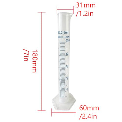 50ml Graduated Cylinder, Scientific Measuring Cup, 6 Pcs, Blue - size: 50ml-6P