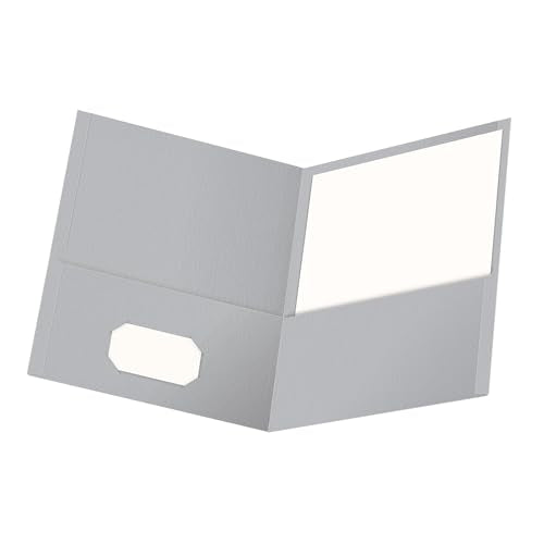 Oxford Twin-Pocket Folders, Textured Paper, Letter Size, Gray, Holds 100 Sheets, Box of 25 (57505EE) - color: Gray, size: 25 Count (Pack of 1)