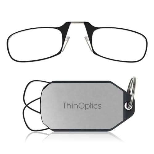 Always With You by ThinOptics Classic Keychain Reading Glasses - color: Silver Case / Black Frames