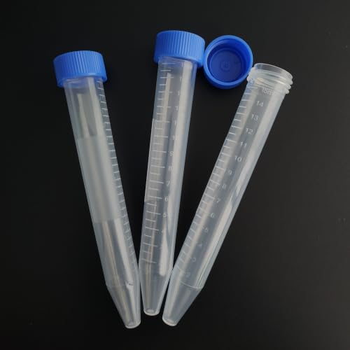 15mL Conical Centrifuge Tubes, Blue Screw Caps, Molded Graduation, 100 PCS