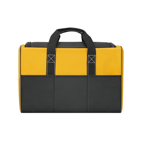 Tool Bag, 17 Inch, Yellow and Black, Wide Mouth Opening, Reinforced Handle, 3 Front Pockets - size: 17INCH/43CM